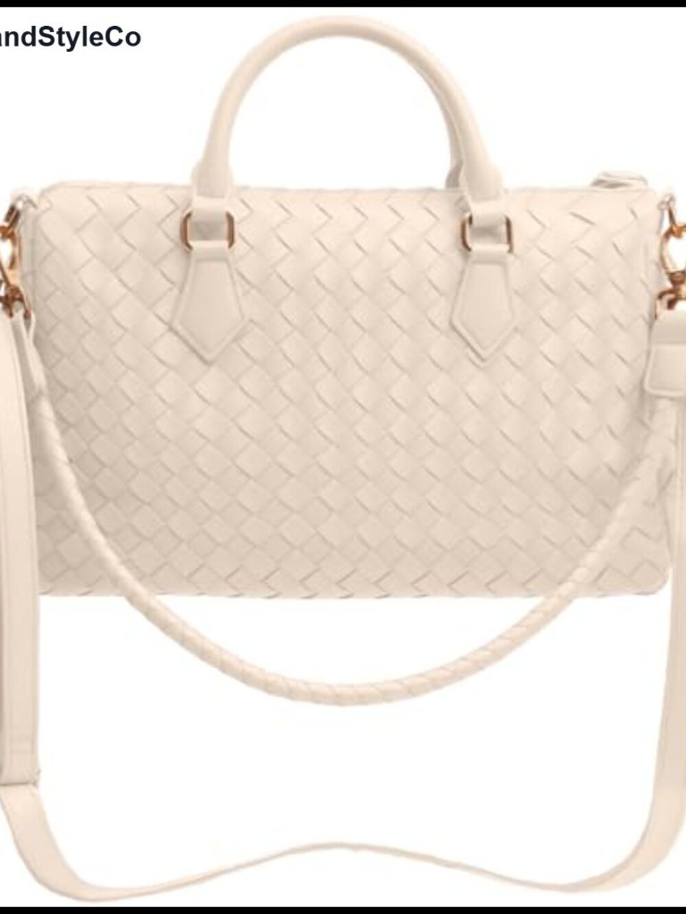 Woven Tote Handbag for Women Vegan Leather Crossbody Shoulder Bag with Zipper